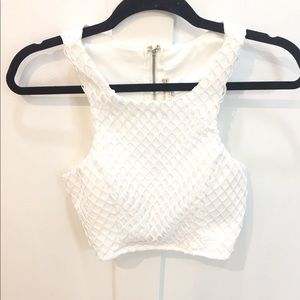A’gaci white netted tank crop top size small